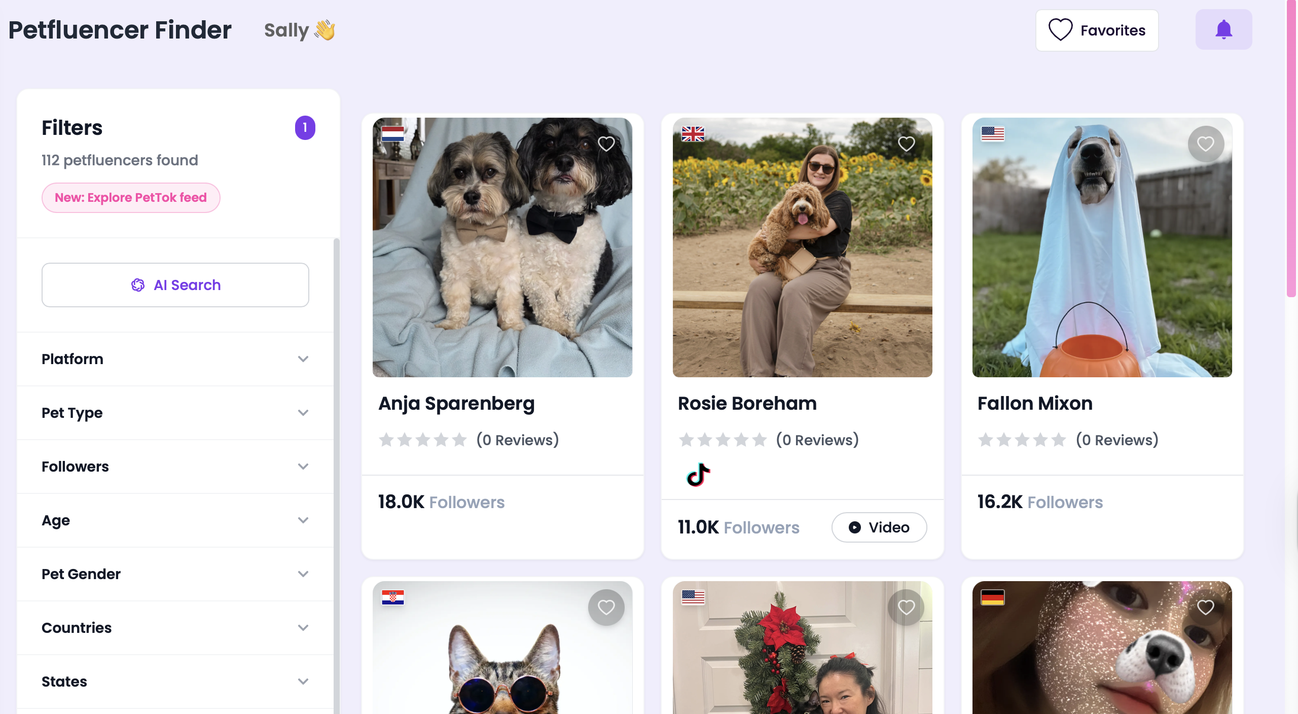 Petfluencer discovery preview